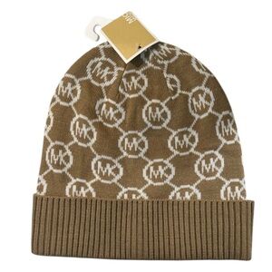 Michael Kors Beanie, Women's, Tan and White, One‎ Size, NWT